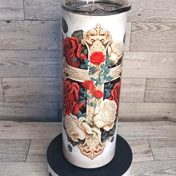 Other - Floral Cross handmade stainless steel 20oz. Tumbler